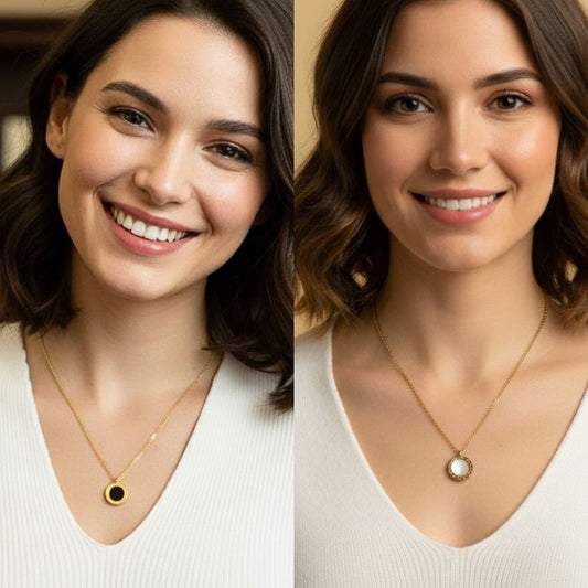 Double-Sided Roman Necklace | 18K PVD Gold Plated - For Women | Includes: Necklace
