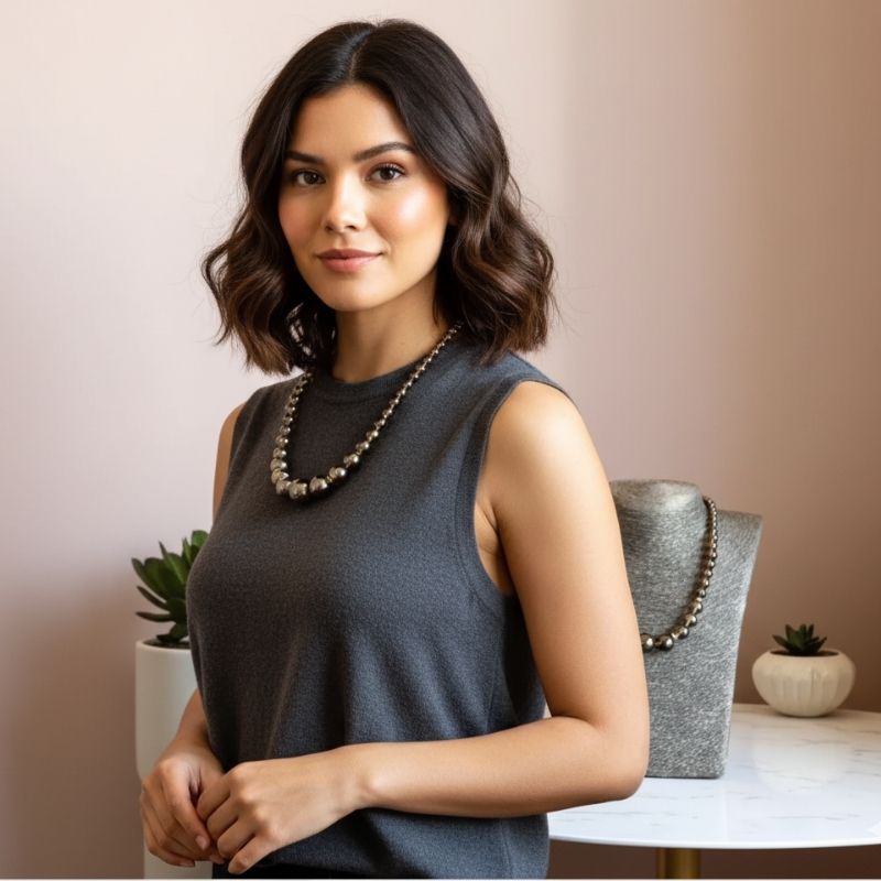 Dusky Glow Necklace | Smoky Quartz Stone - For Women | Includes: Necklace