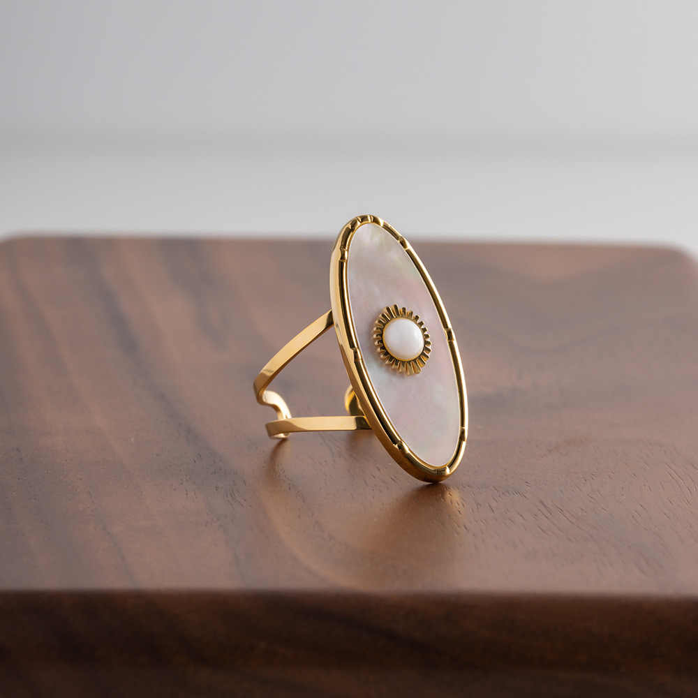 Sun Pearl Ring | 18K PVD Gold Plated - For Women | Includes: Ring