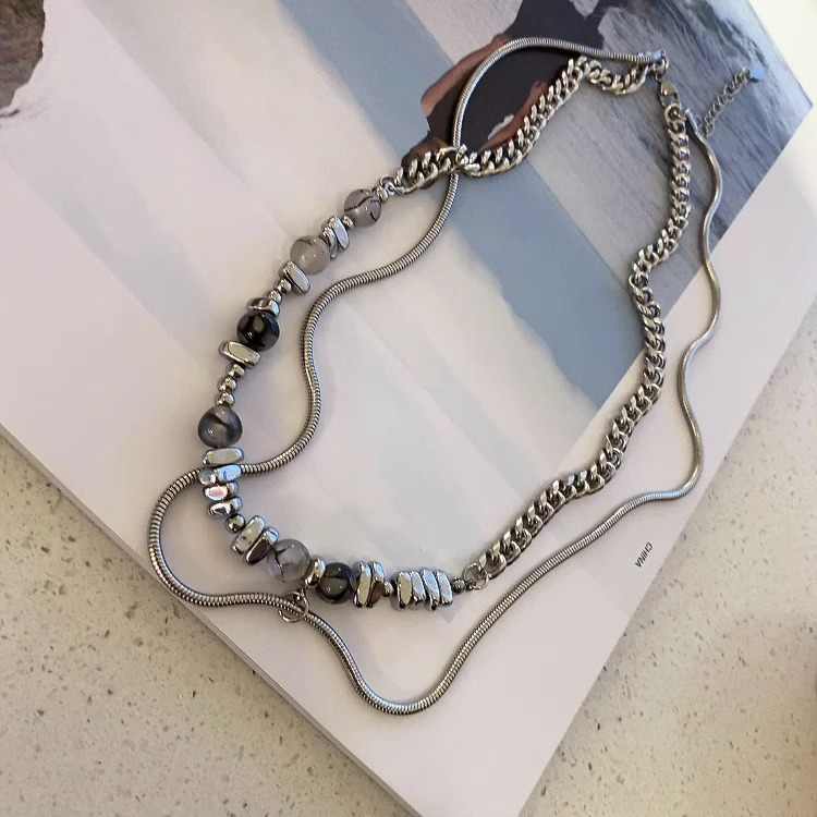 Statement Double-Layered Necklace | Gemstones - For Men | Includes: Necklace