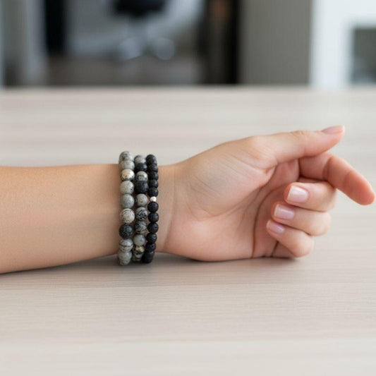 Earthy Three Layered Bracelet | Map Jasper - For Women | Includes: Bracelets (Set of 3)