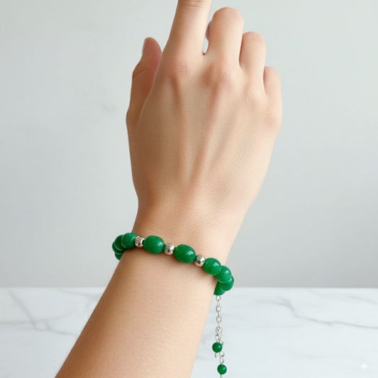Emerald Glow Silver Bracelet | Green Aventurine & 925 Silver – For Women | Includes: Bracelet