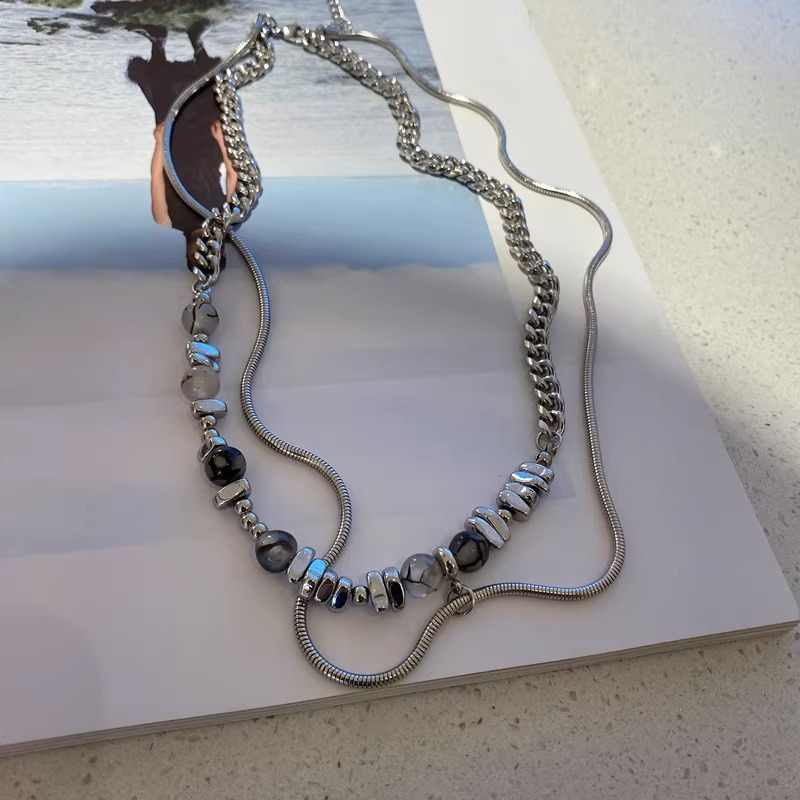Statement Double-Layered Necklace | Gemstones - For Men | Includes: Necklace