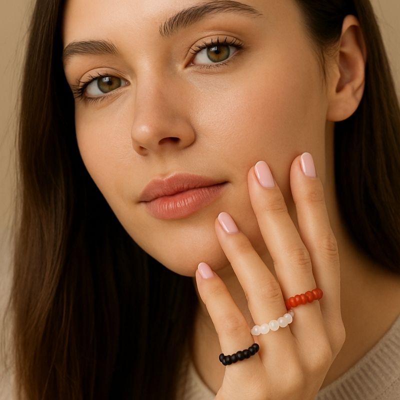 Flexi Modern Rings | Opal & Obsidian Gemstones - For Women | Includes: Rings (Set of 3)