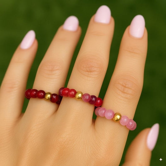 Flexi Modern Rings | Pink Rani Gemstones - For Women | Includes: Rings (Set of 3)