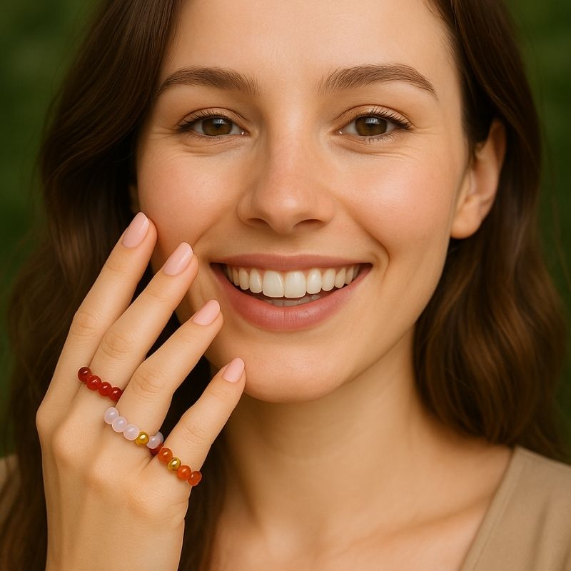 Flexi Modern Rings | Rose, Carnelian & Onyx - For Women | Includes: Rings (Set of 3)