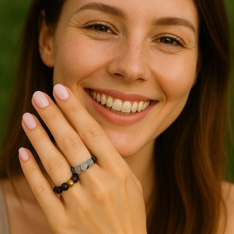 Flexi Modern Rings | Tiger & Obsidian Gemstones - For Women | Includes: Rings (Set of 3)