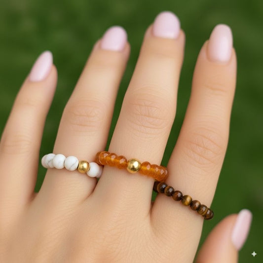 Flexi Modern Rings | Yellow & White Gemstones - For Women | Includes: Rings (Set of 3)