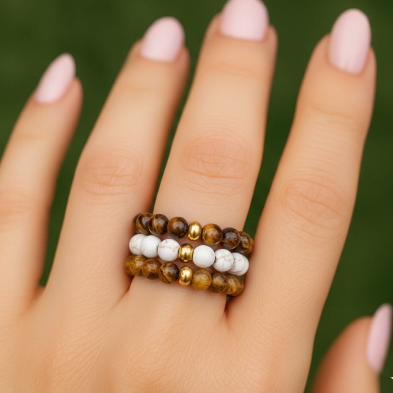 Flexi Modern Rings | Yellow & White Gemstones - For Women | Includes: Rings (Set of 3)