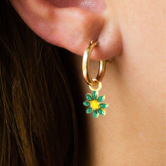 Floral Charm Earrings | 18K PVD Gold Plated - For Women | Includes: Earrings