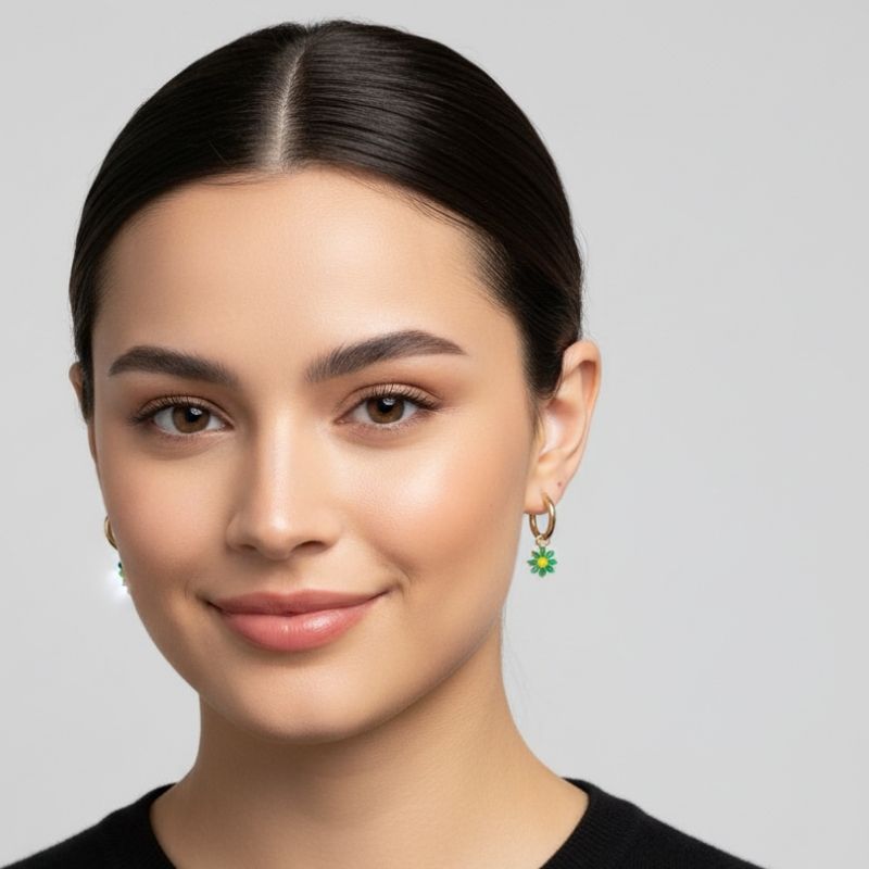 Floral Charm Earrings | 18K PVD Gold Plated - For Women | Includes: Earrings