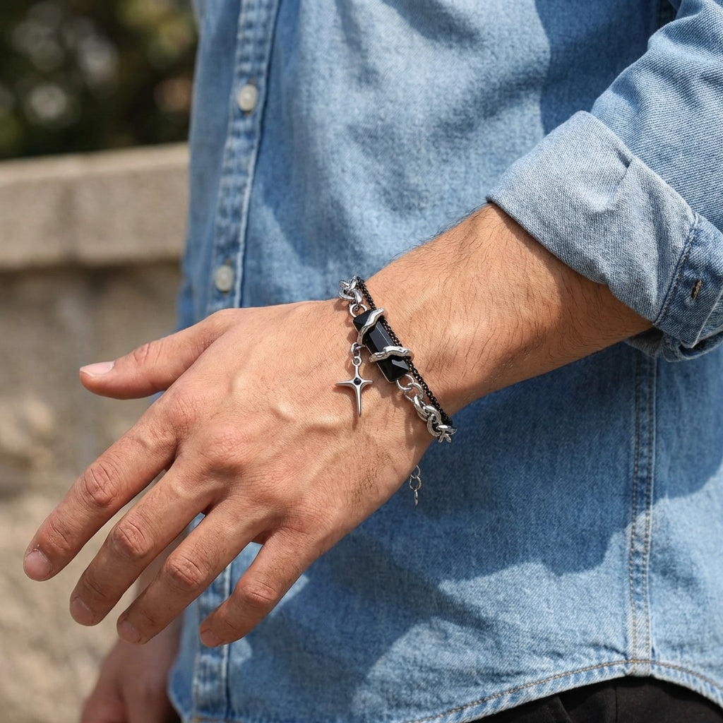 Modern Design Bold Cross Bracelet | Stainless Steel - For Men | Includes: Bracelet