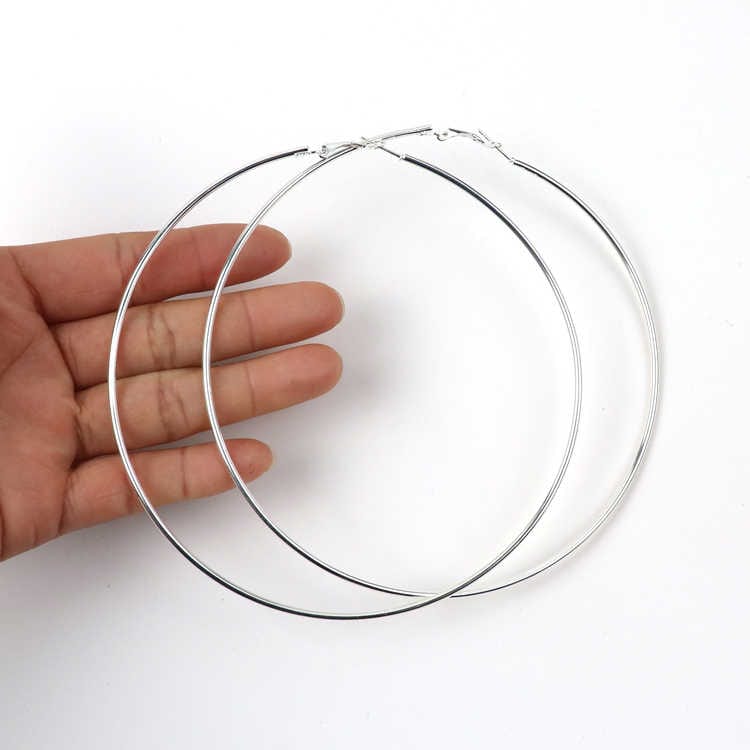 Elegant Big Hoop Earrings | Silver Plated, Stainless Steel, Water Proof - For Women | Includes: Earrings