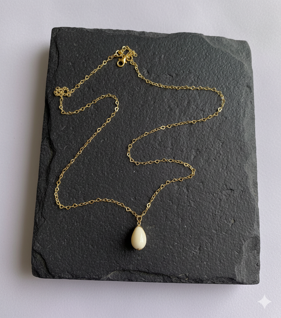 Dainty Yellow Cowrie Necklace | Natural Cowrie- For Women | Includes: Necklace