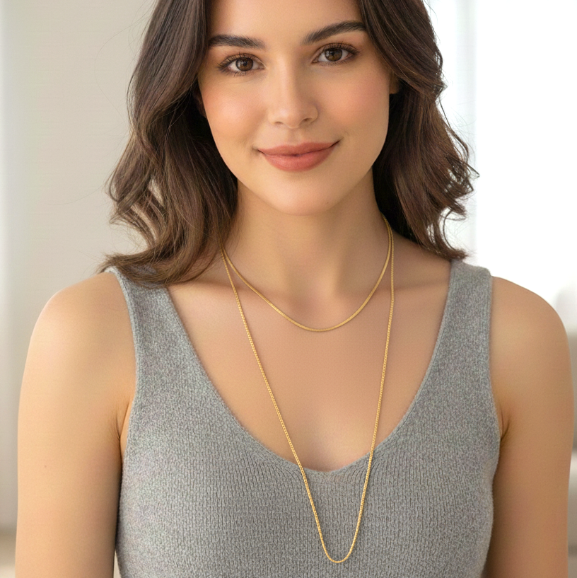 Long Layered Necklace | 18K PVD Gold Plated - For Women | Includes: Necklace
