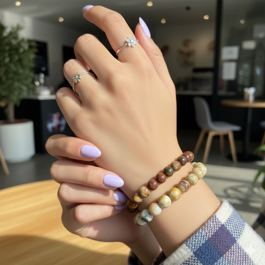 Nurture Stacked Bracelet Set Of 2 | Bamboo Agate | Includes: Bracelets (Set of 2)