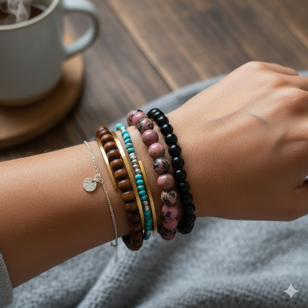 Compassion Stacked Bracelet Set Of 2 | Rhodonite | Includes: Bracelets (Set of 2)