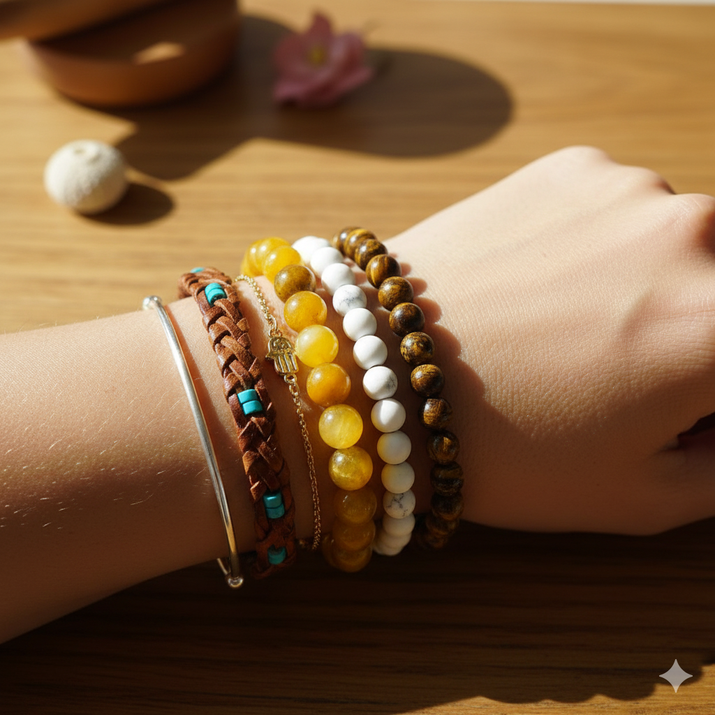 Energy Stacked Bracelet Set Of 2 | Yellow Calcite | Includes: Bracelets (Set of 2)