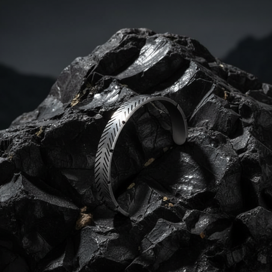 Solid Designer Cuff Bracelet | TITANIUM STEEL - For Men | Includes: Bracelet