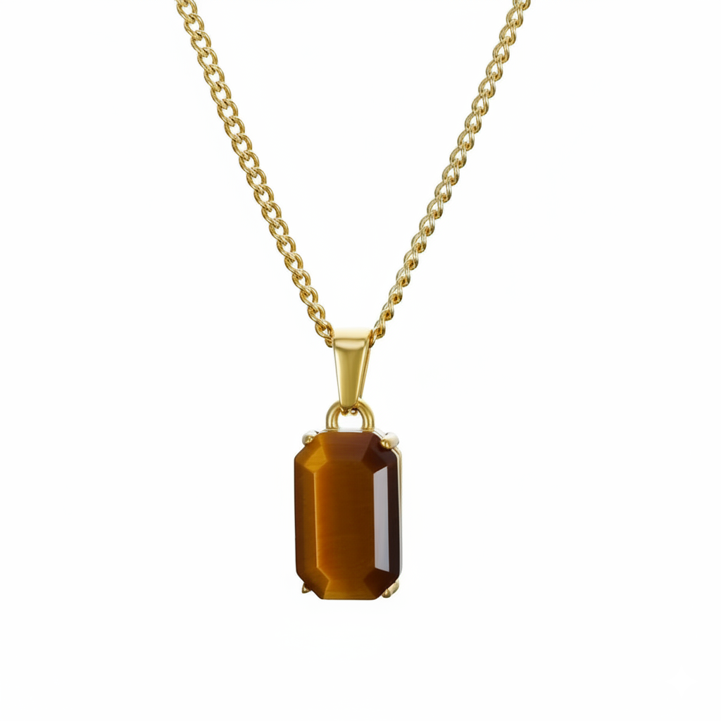 Tiger Eye Dainty Necklace | 18K PVD Gold Plated - For Women | Includes: Necklace
