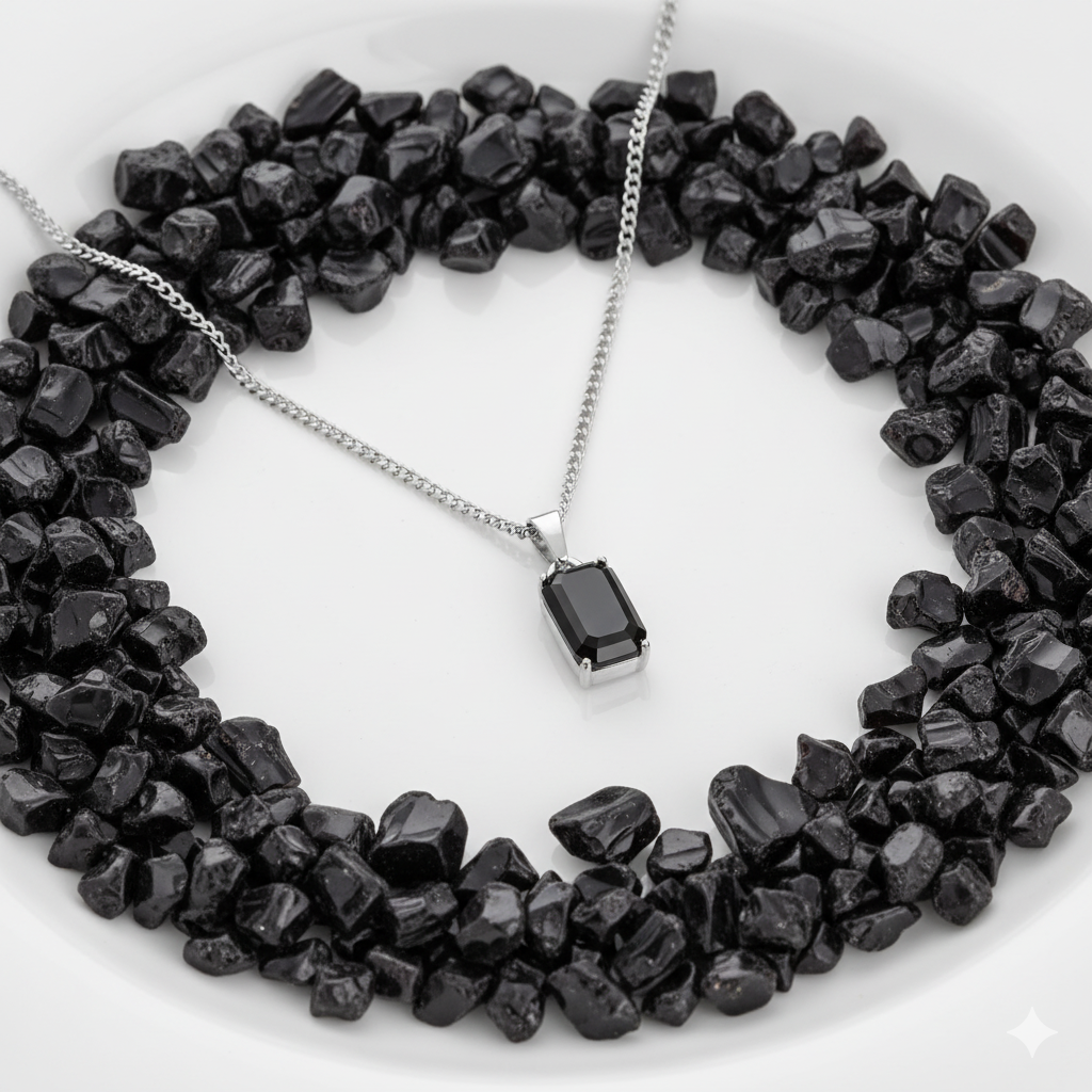 Obsidian Dainty Necklace | Stainless Steel - For Women | Includes: Necklace