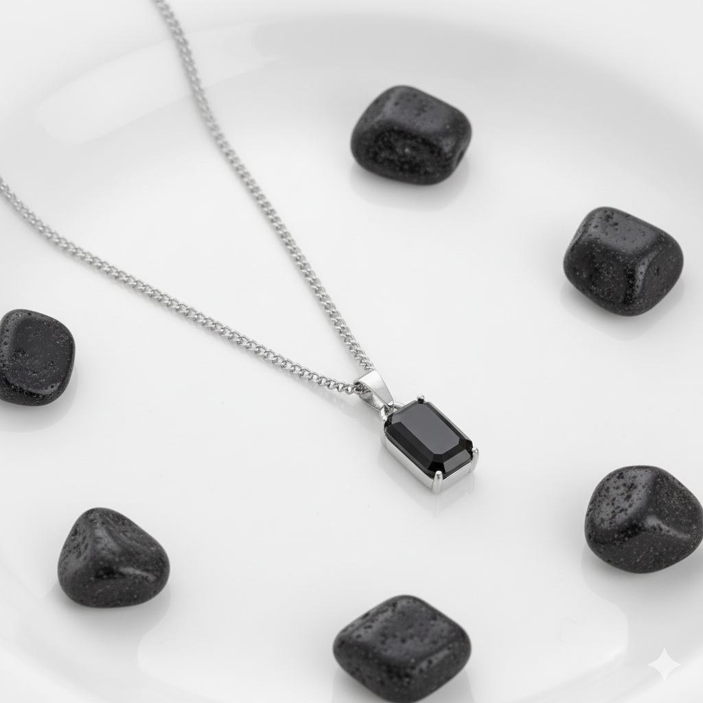 Obsidian Dainty Necklace | Stainless Steel - For Women | Includes: Necklace