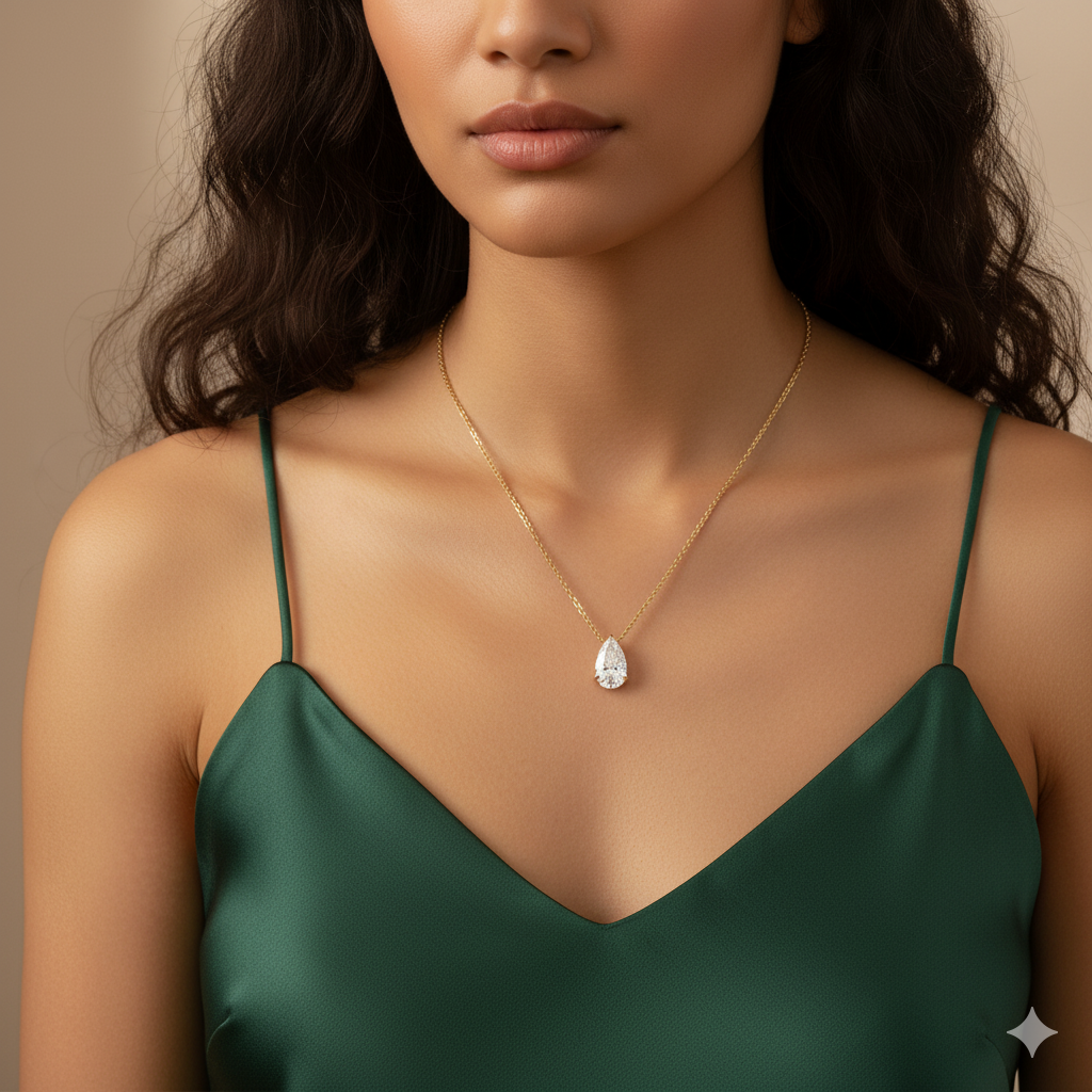 Dia Clear Zircon Dainty Necklace | 18K PVD Gold Plated - For Women | Includes: Necklace