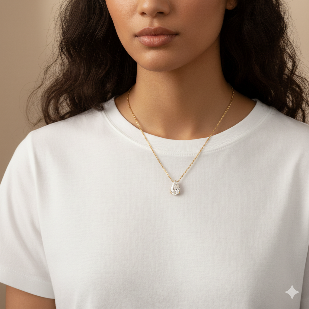 Dia Clear Zircon Dainty Necklace | 18K PVD Gold Plated - For Women | Includes: Necklace