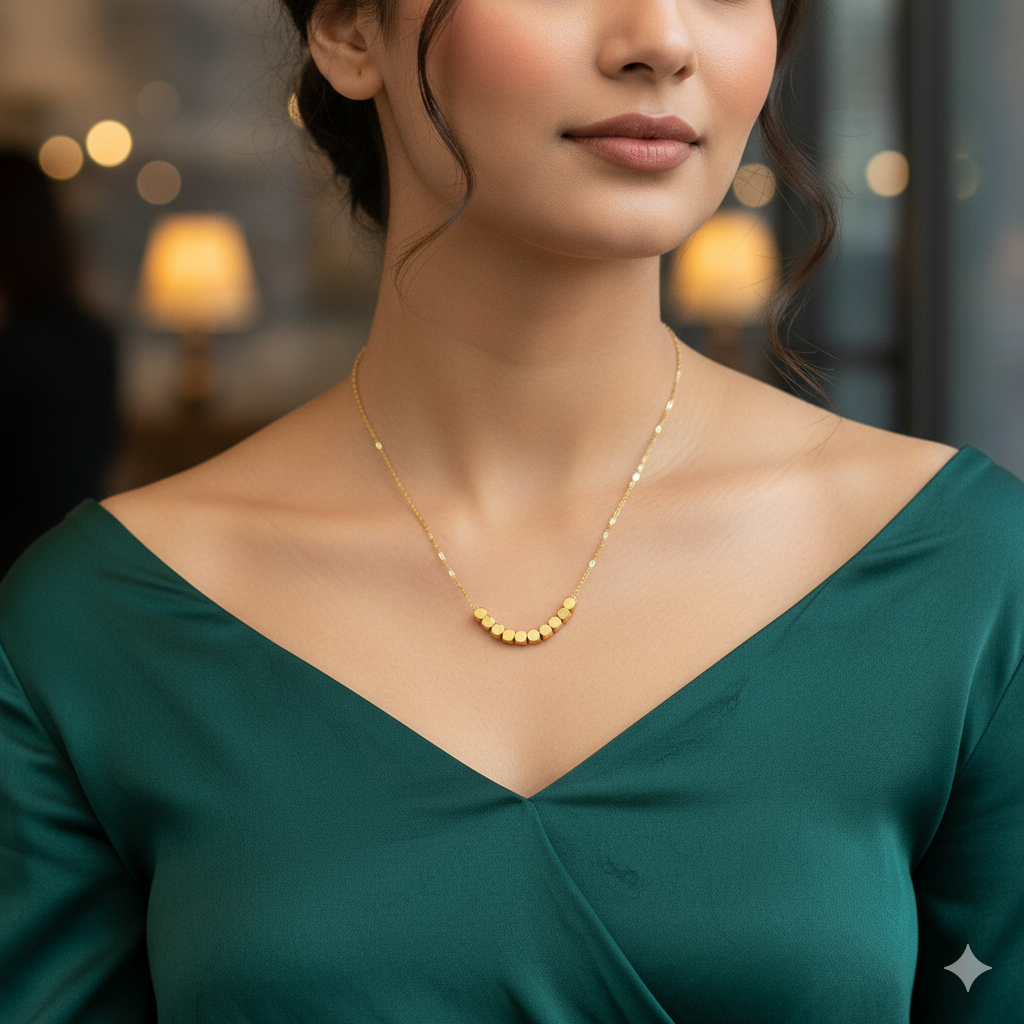 Stylish Square Beads Necklace | 18K PVD Gold Plated - For Women | Includes: Necklace