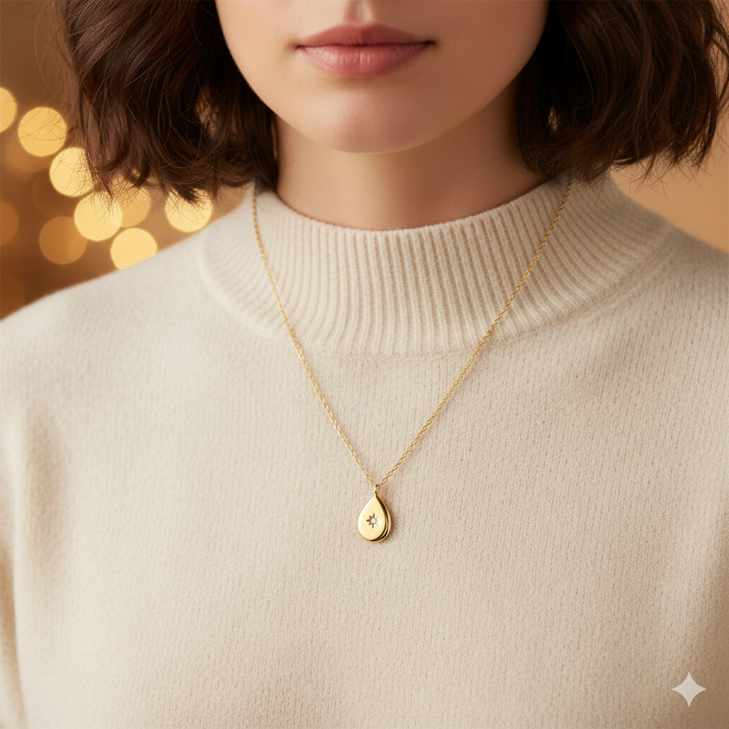 Solid Dia Necklace | 18K PVD Gold Plated - For Women | Includes: Necklace