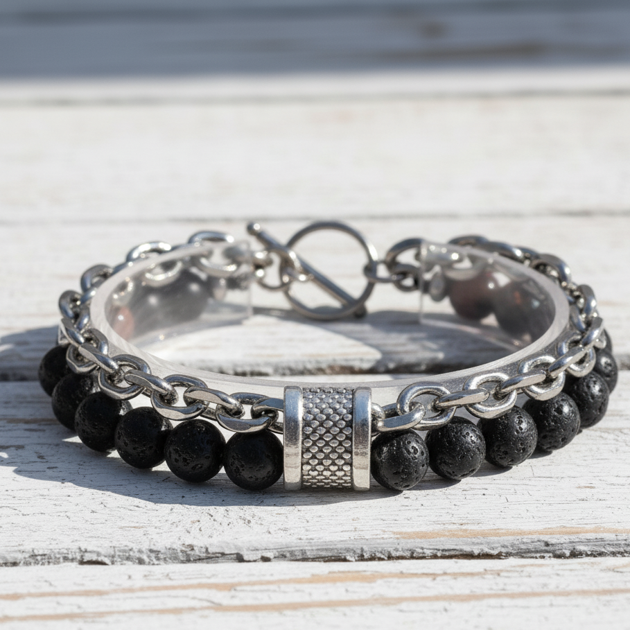 Grounding Dual Layer Bracelet | Lava Stone - For Men | Includes: Bracelet
