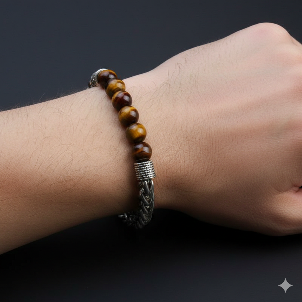 Confidence Flexi Bracelet | Tiger Eye Stone - For Men | Includes: Bracelet