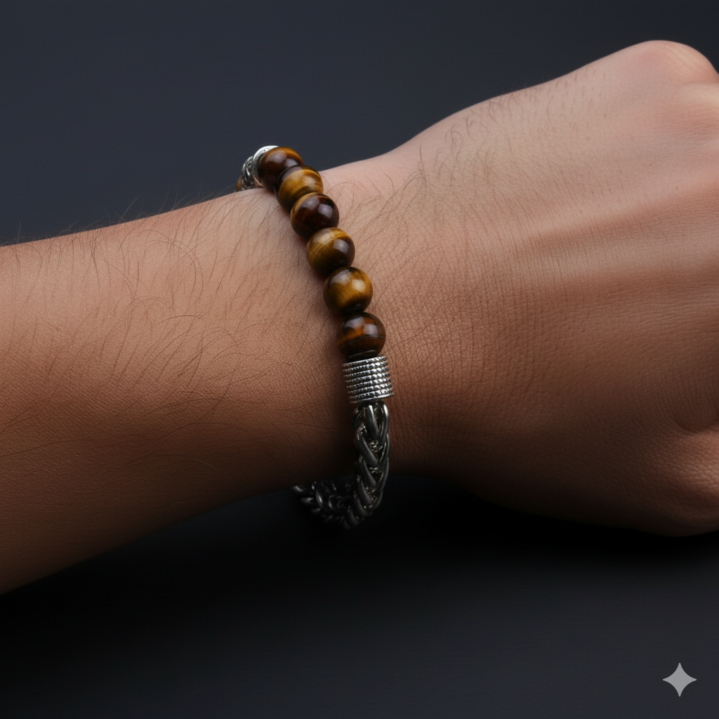 Confidence Flexi Bracelet | Tiger Eye Stone - For Men | Includes: Bracelet