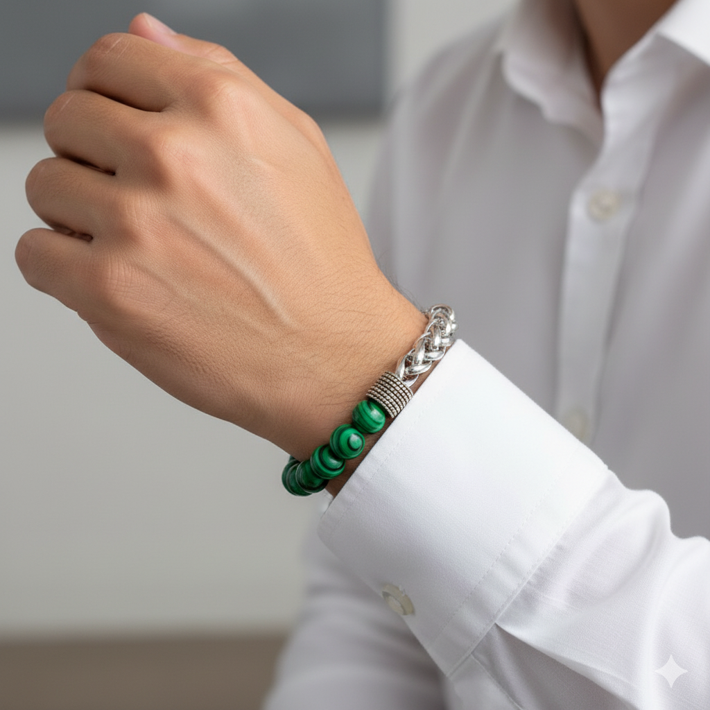 Transformation Flexi Bracelet | Malachite Stone - For Men | Includes: Bracelet