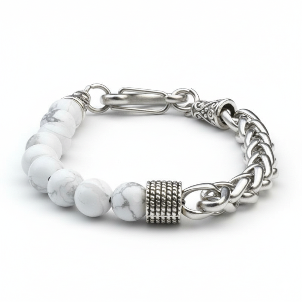 Calm Flexi Bracelet | Howlite Stone - For Men | Includes: Bracelet
