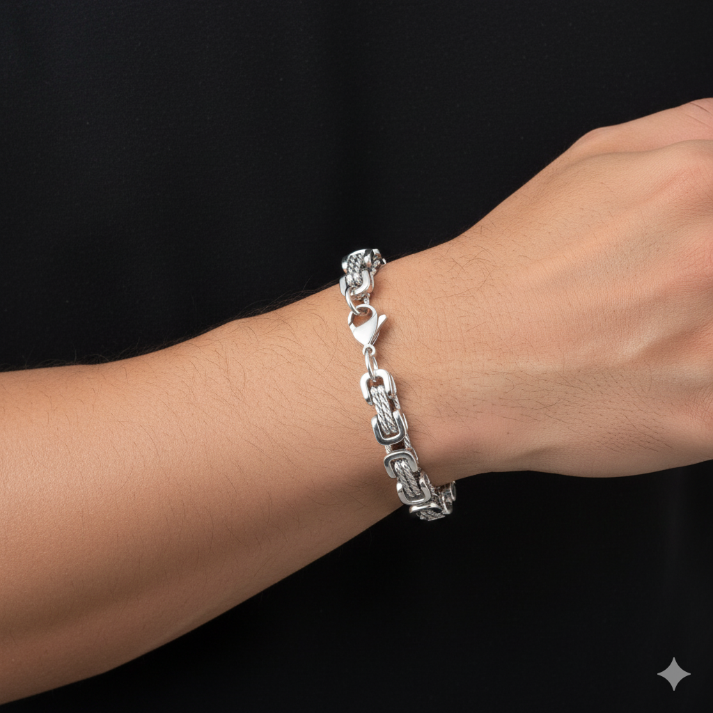 Funky Silver Rope Bracelet | Stainless Steel - For Men | Includes: Bracelet