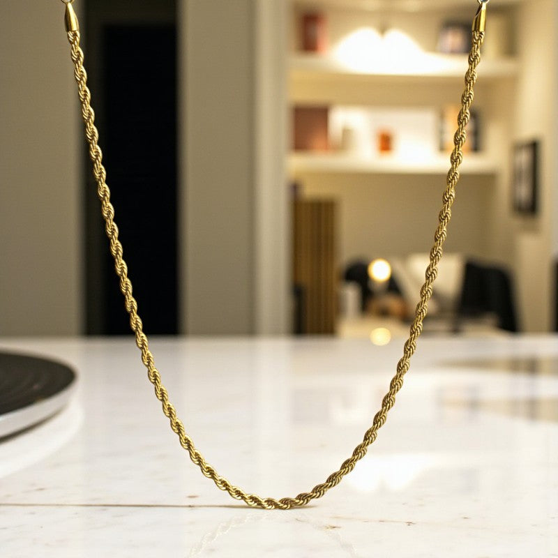 Golden Steel Rope Necklace | Stainless Steel- For Men| Includes: Necklace