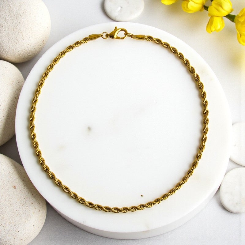 Golden Steel Rope Necklace | Stainless Steel- For Men| Includes: Necklace
