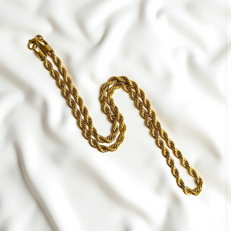 Golden Steel Rope Necklace | Stainless Steel- For Men| Includes: Necklace