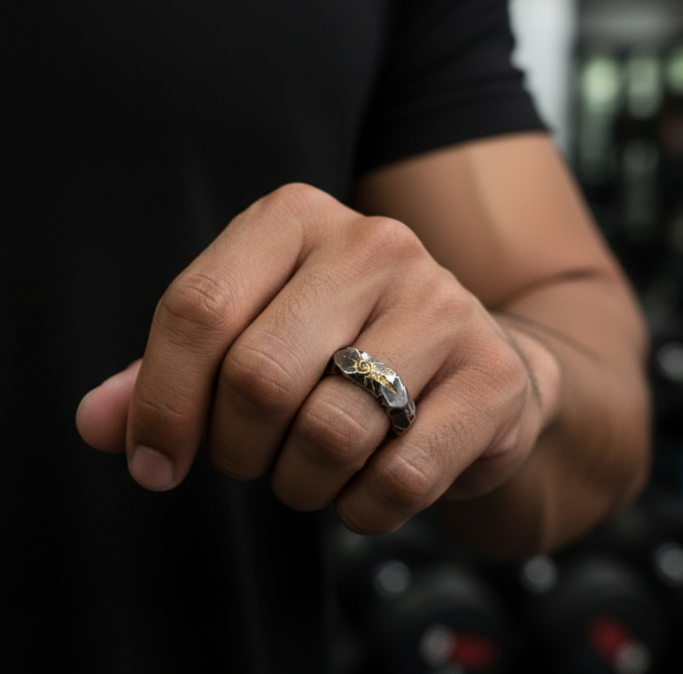 Oxidised Warrior Ring Flexi Size | Copper– For Men | Includes: Ring