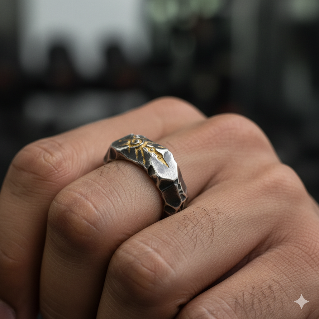 Oxidised Warrior Ring Flexi Size | Copper– For Men | Includes: Ring