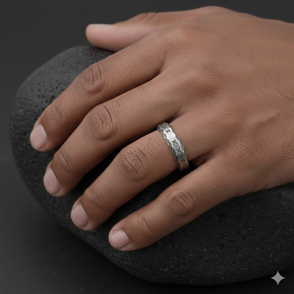 Oxidised Viking Saga Ring | Stainless Steel– For Men | Includes: Ring