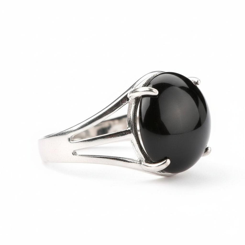 Protection Bezel Ring Flexi Size | Black Obsidian – For Men | Includes: Ring