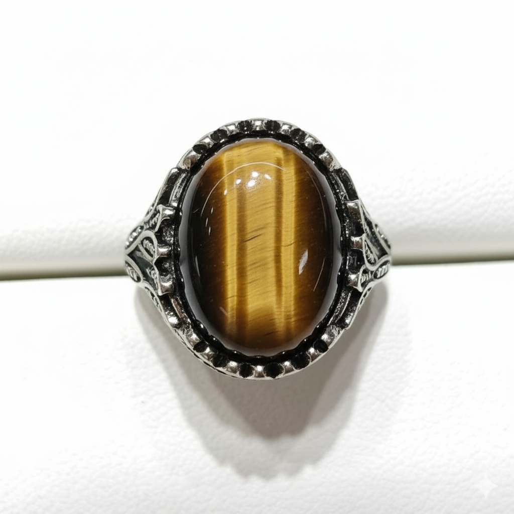 Strong Courage Ring Flexi Size | Tiger Eye– For Men | Includes: Ring