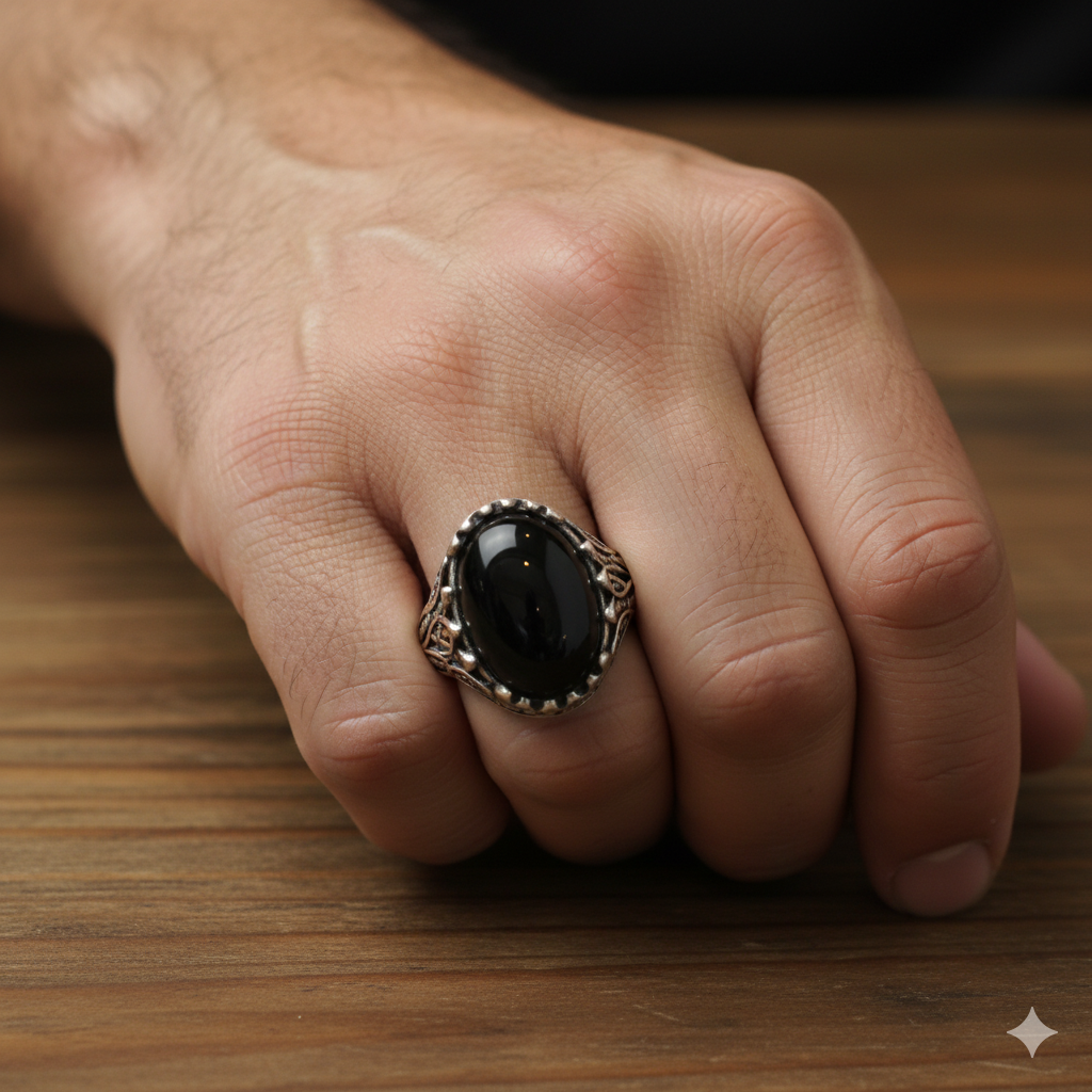 Power Protection Ring Flexi Size | Black Obsidian– For Men | Includes: Ring