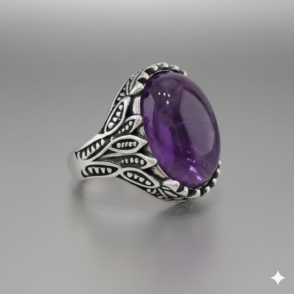 Purple Pleasure Ring Flexi Size | Amethyst Stoneβ For Men | Includes: Ring