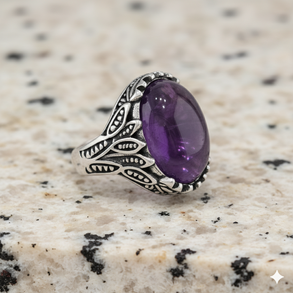 Purple Pleasure Ring Flexi Size | Amethyst Stoneβ For Men | Includes: Ring