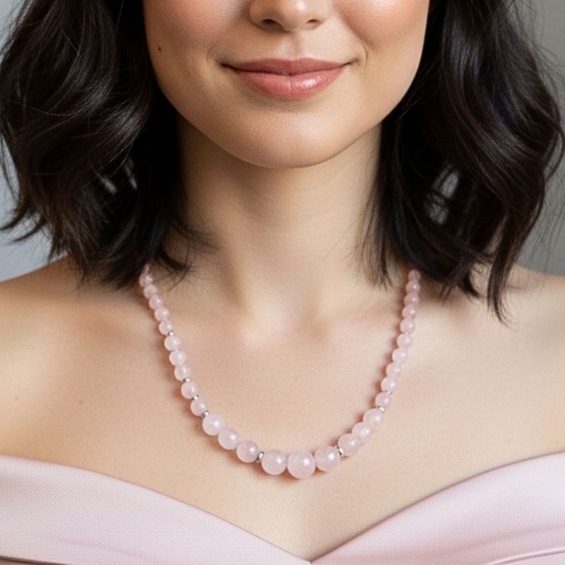 Gentle Love Necklace | Rose Quartz Stone - For Women | Includes: Necklace