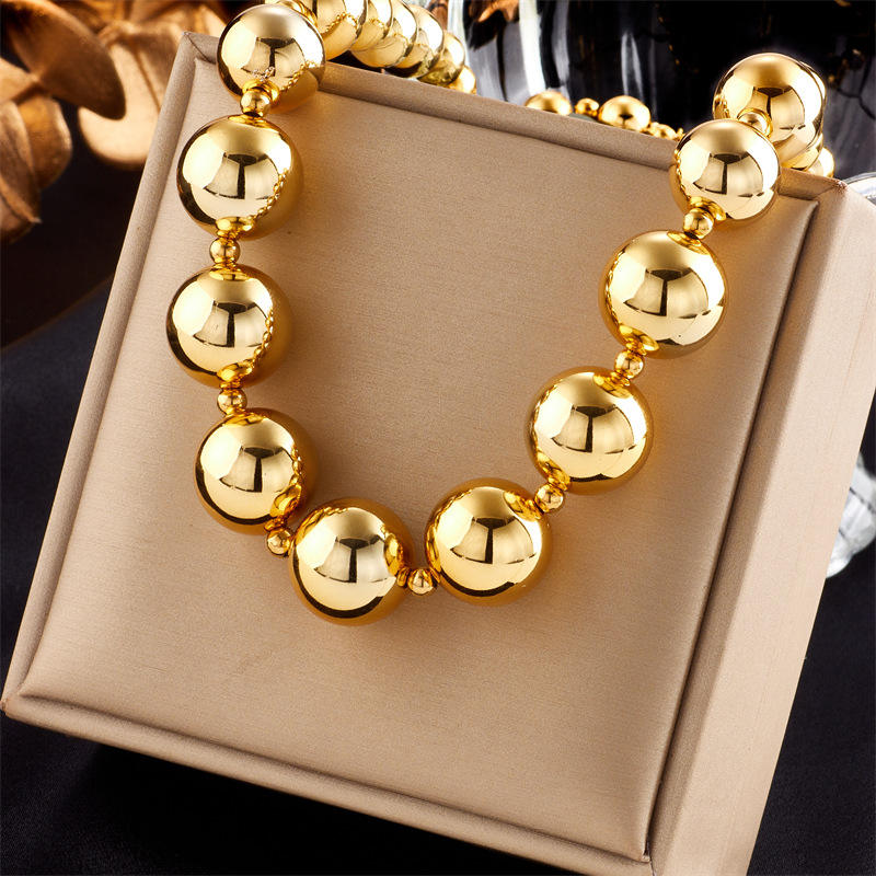 Chunky Beads Necklace | CCB & Stainless Steel - For Women | Includes: Necklace
