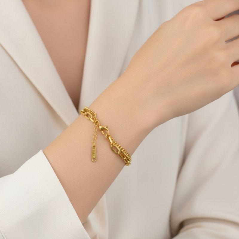 Golden Gleam Duo | PVD Plated Stainless Steel - For Women | Includes: Bracelet